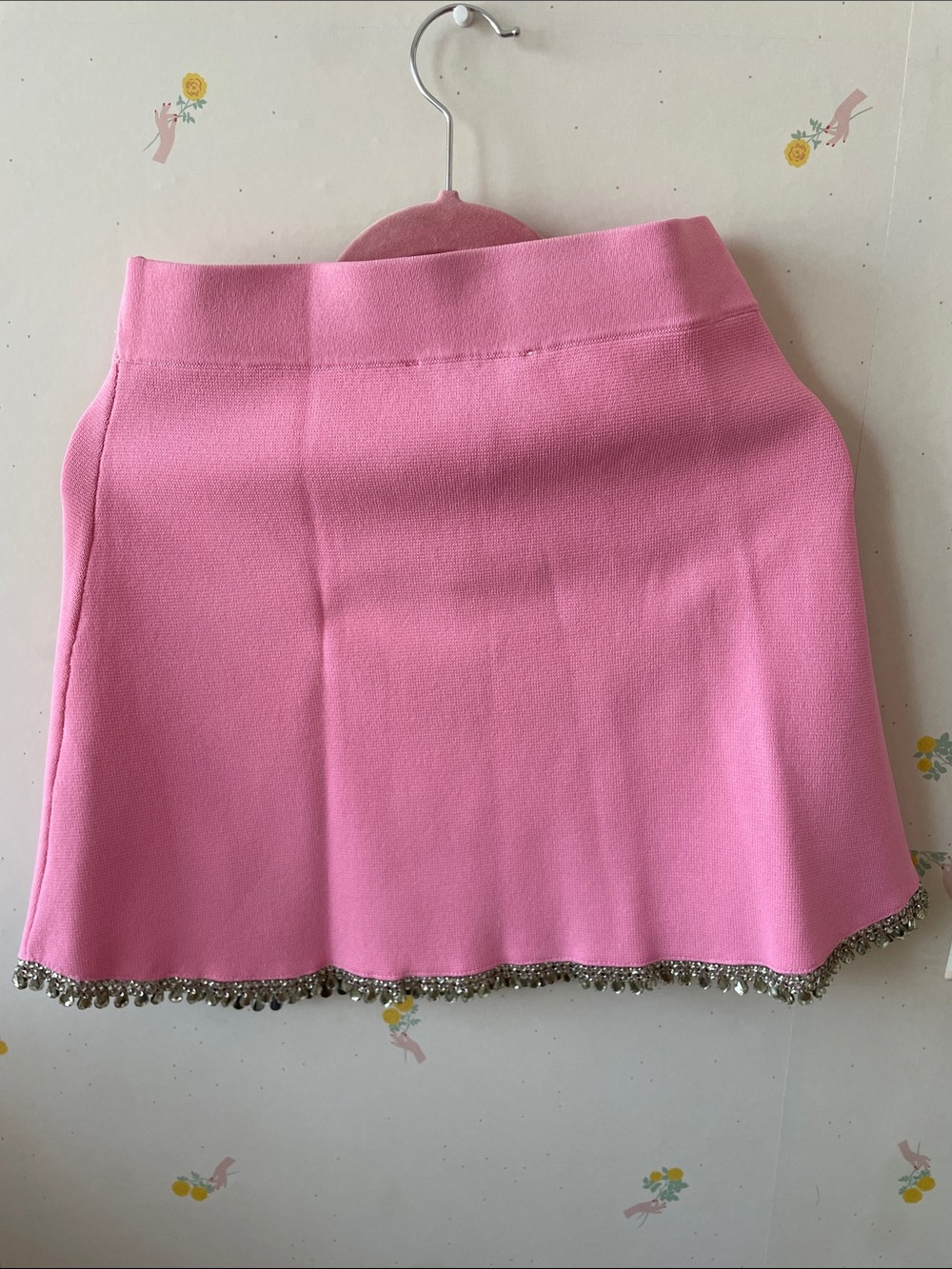 Zara Pink A-Line Mini Skirt with Silver Trim - Picture 2 of 4